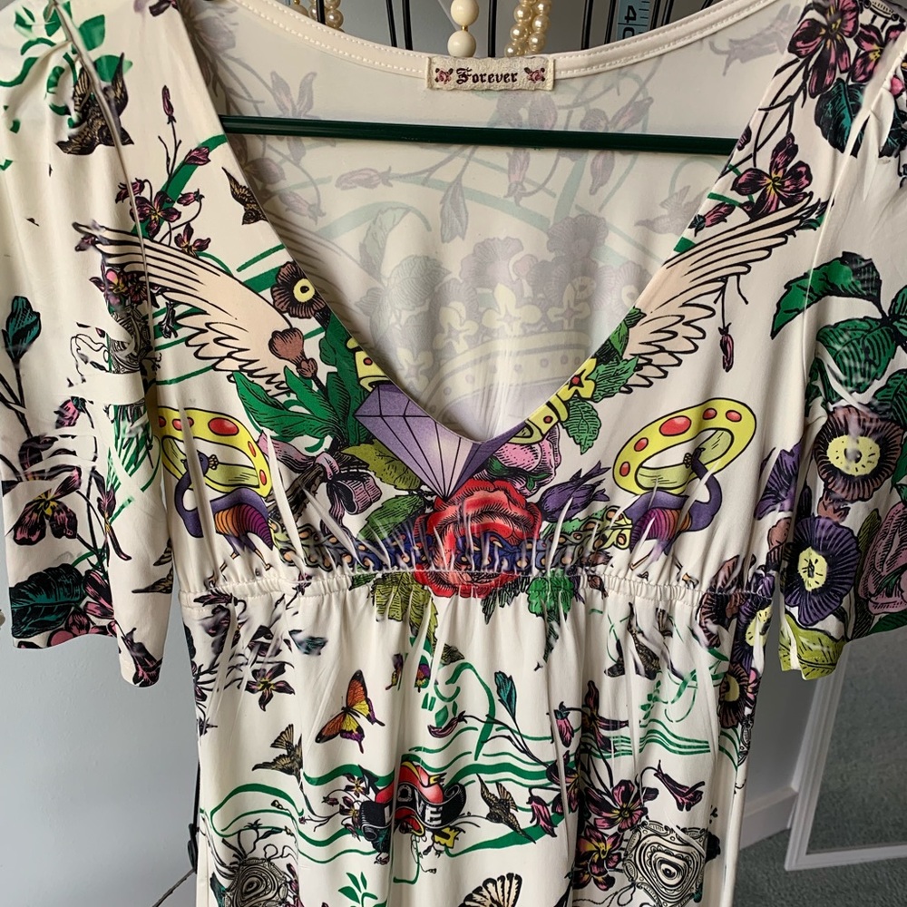 Forever 21 Dress Tunic Love Peace Peace Birds Medium